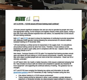 AITT & RTITB joint statement regards continuation of MHE training